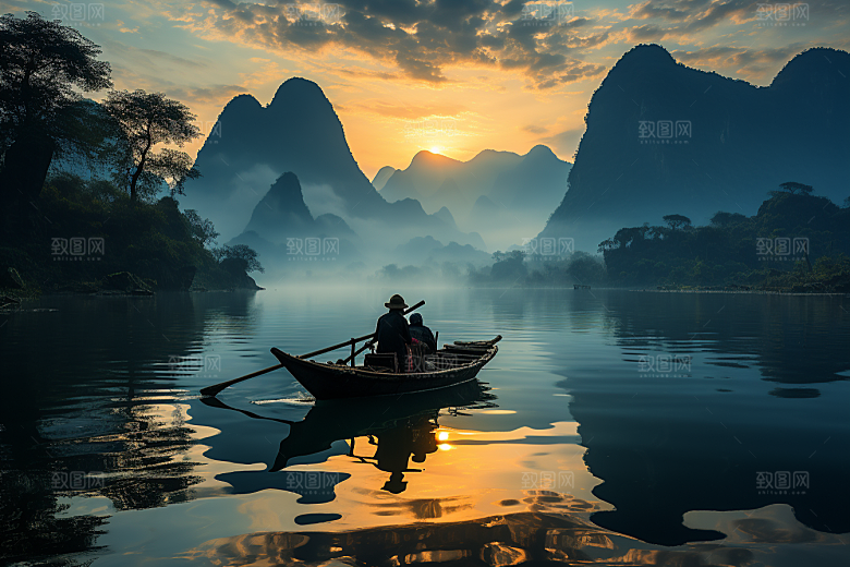 桂林山水河流唯美摄影图