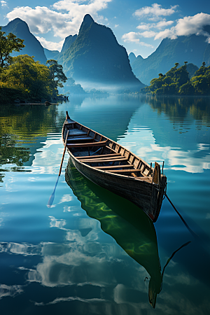 桂林山水河流风光摄影图