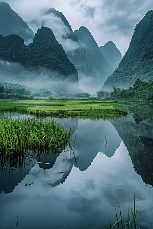 桂林山水漓江山川摄影图