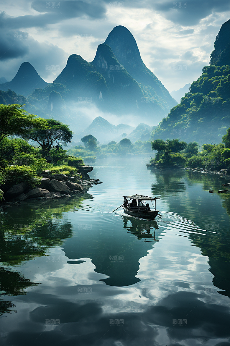 桂林山水风光阳朔摄影图