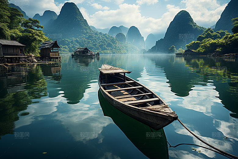 桂林山水旅游喀斯特地貌摄影图