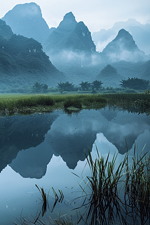 桂林山水旅行喀斯特地貌摄影图