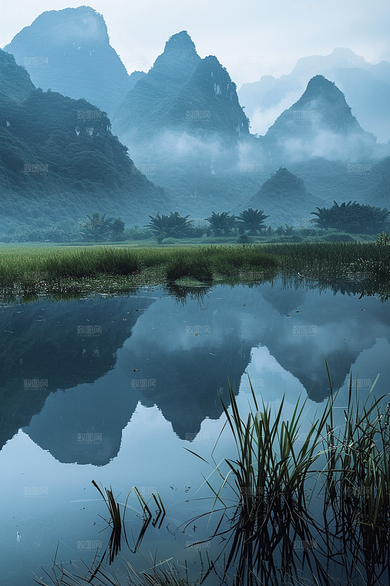 桂林山水旅行喀斯特地貌摄影图