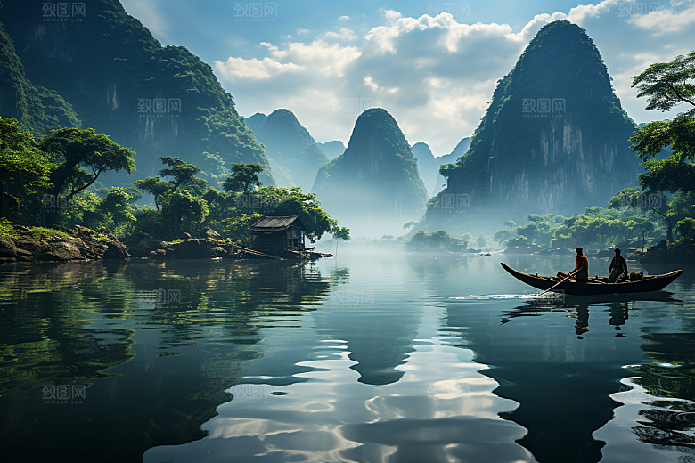 桂林山水阳朔广西摄影图