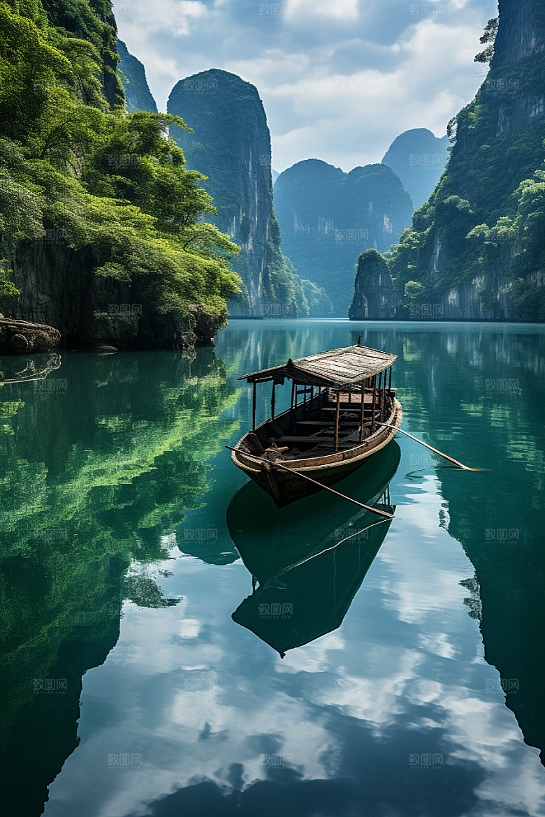 桂林山水喀斯特地貌阳朔摄影图