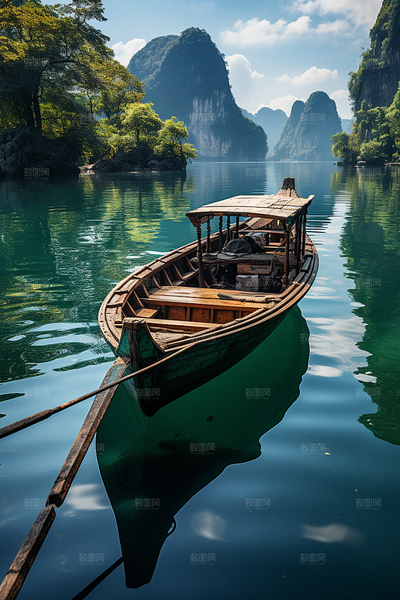 桂林山水漓江河流摄影图