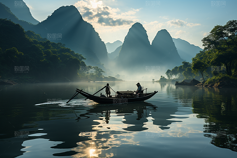 桂林山水风光河流摄影图