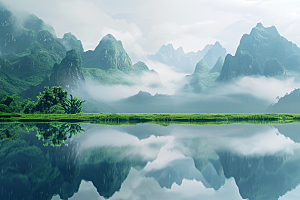 桂林山水大气河流摄影图