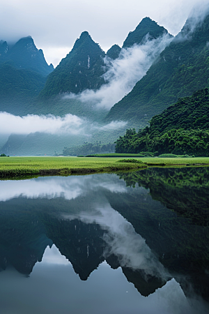 桂林山水喀斯特地貌自然摄影图