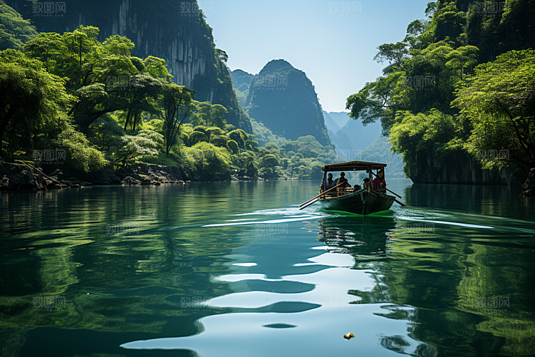 桂林山水喀斯特地貌自然摄影图