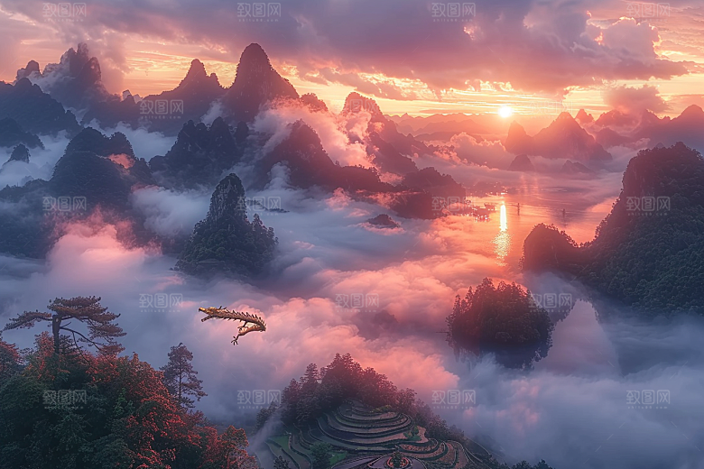 桂林山水阳朔旅行摄影图