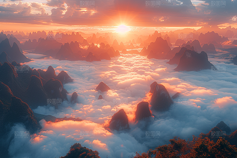 桂林山水山川漓江摄影图