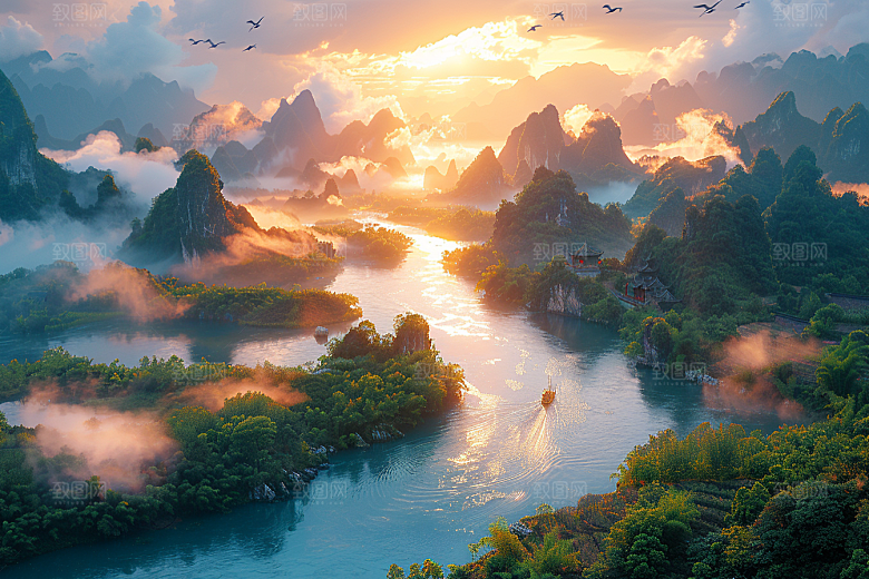 桂林山水旅游风光摄影图
