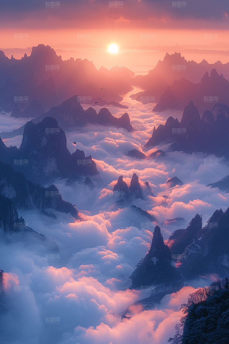 桂林山水阳朔大气摄影图