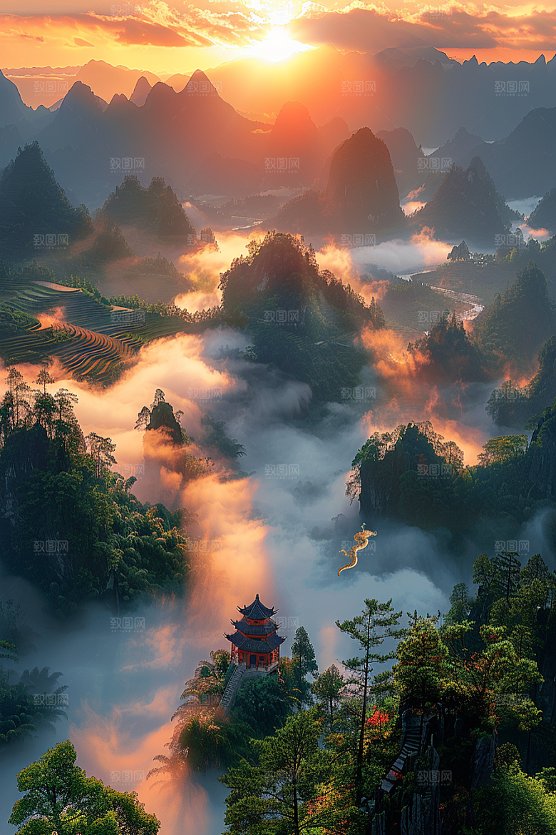 桂林山水阳朔精致摄影图