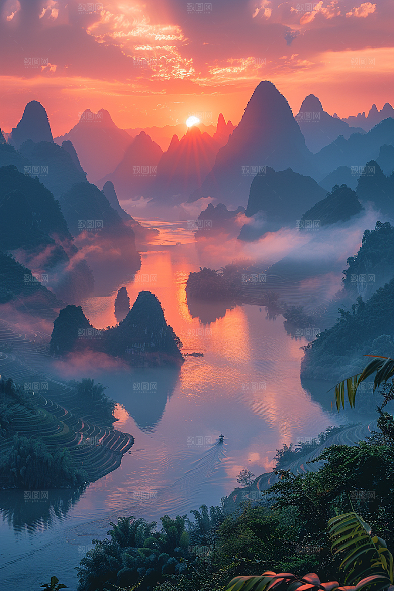 桂林山水阳朔旅行摄影图