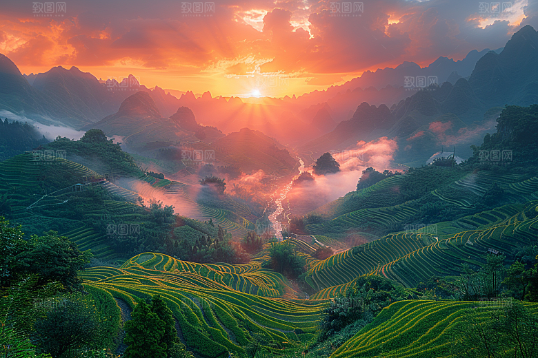 桂林山水河流风光摄影图