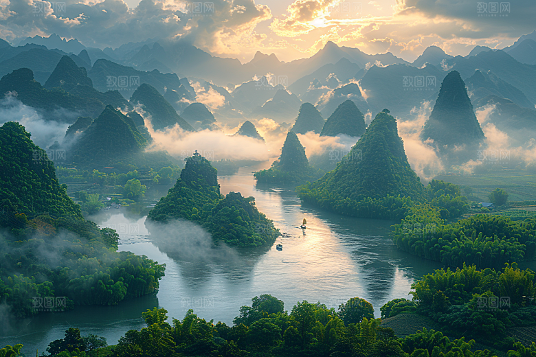 桂林山水阳朔大气摄影图