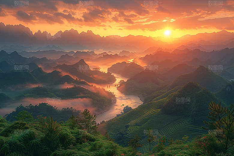 桂林山水旅游河流摄影图