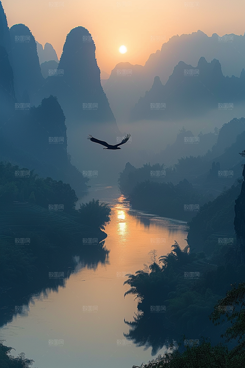 桂林山水旅行漓江摄影图