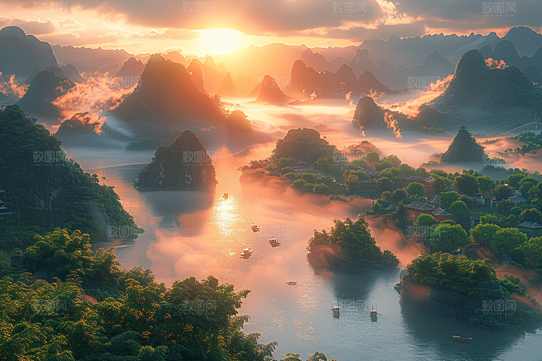 桂林山水山川漓江摄影图