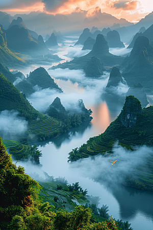 桂林山水旅游精致摄影图