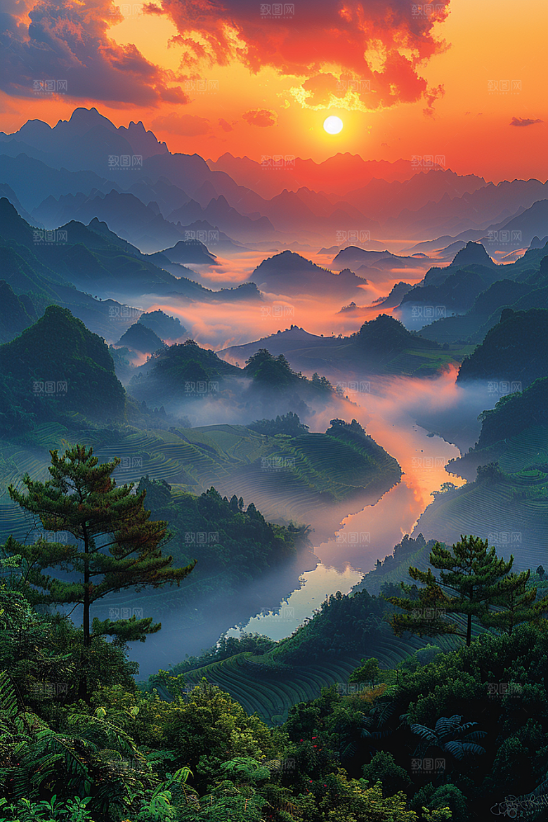 桂林山水旅游河流摄影图