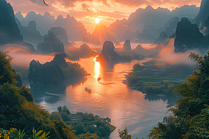 桂林山水高清河流摄影图