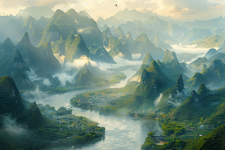 桂林山水阳朔山川摄影图