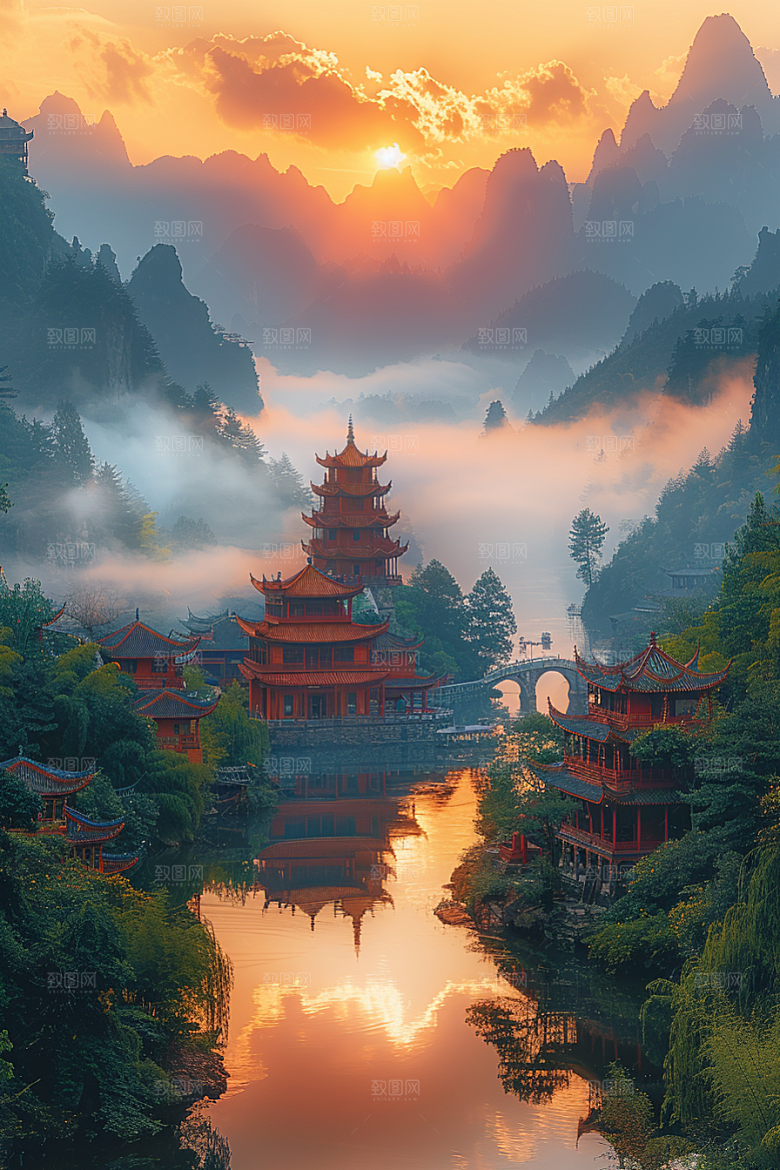 桂林山水漓江阳朔摄影图