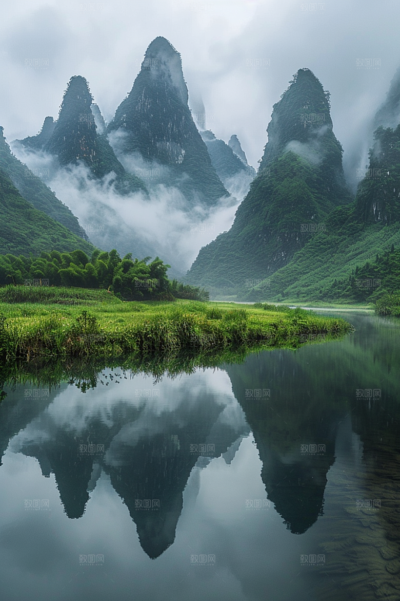 桂林山水风光漓江摄影图