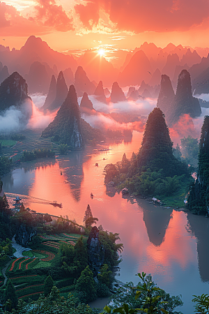 桂林山水自然唯美摄影图