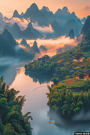 桂林山水自然旅行摄影图