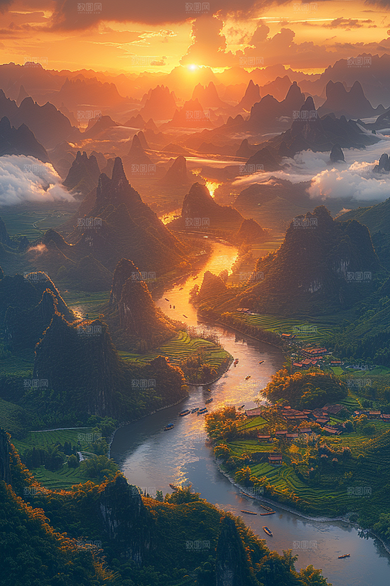 桂林山水自然旅游摄影图