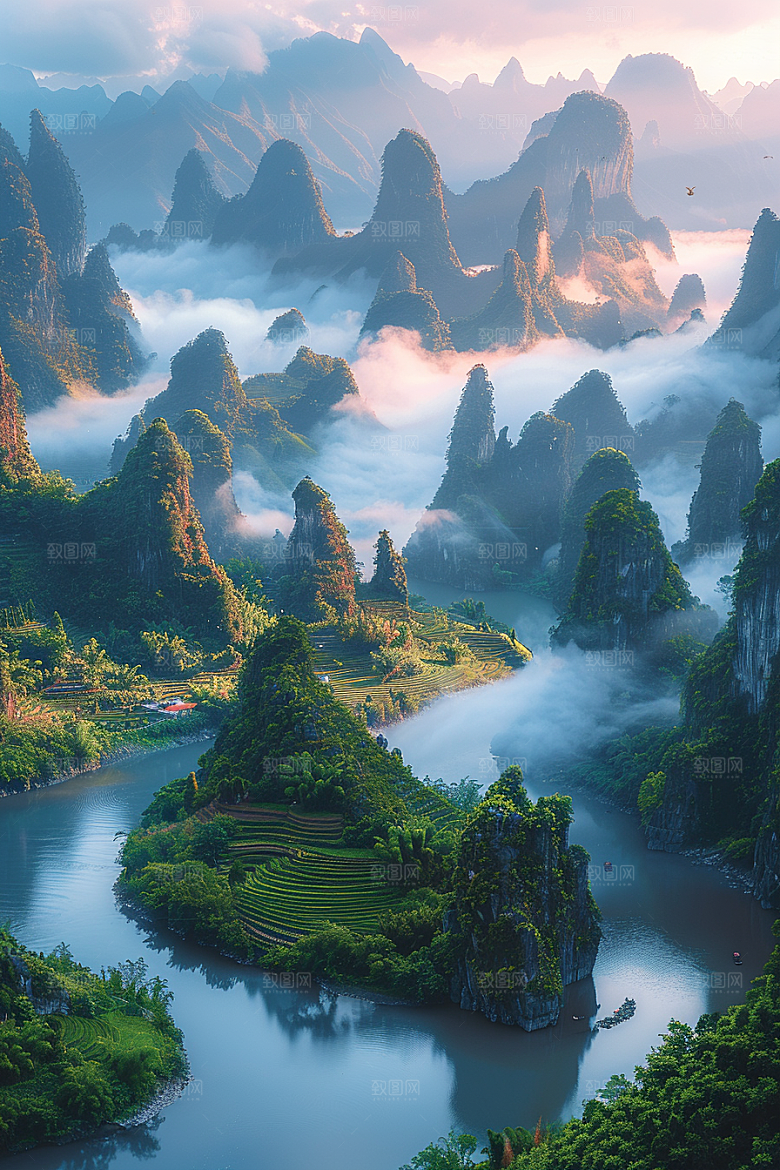 桂林山水旅行广西摄影图