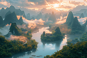 桂林山水山川大气摄影图