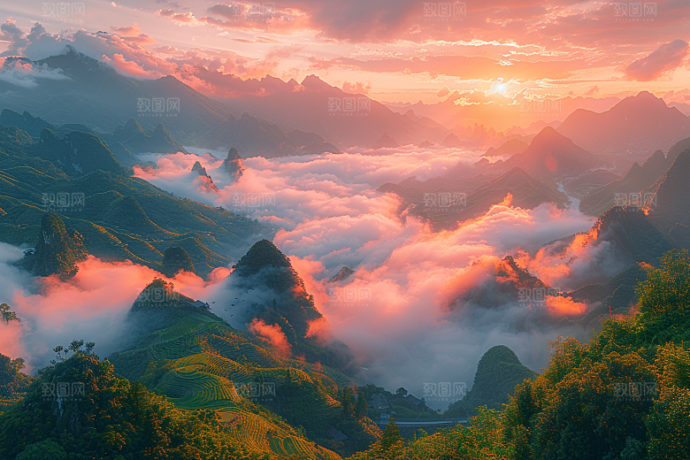 桂林山水自然漓江摄影图