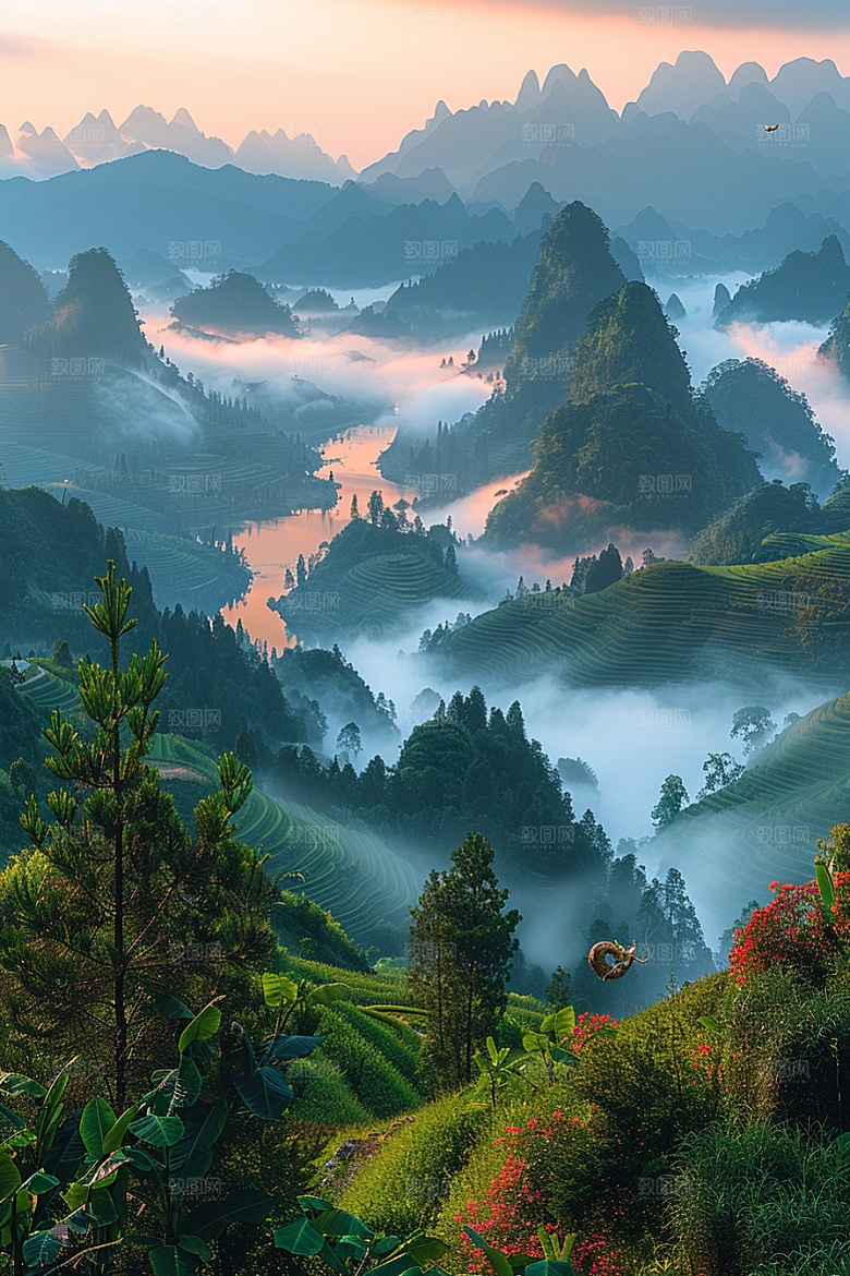 桂林山水漓江旅游摄影图