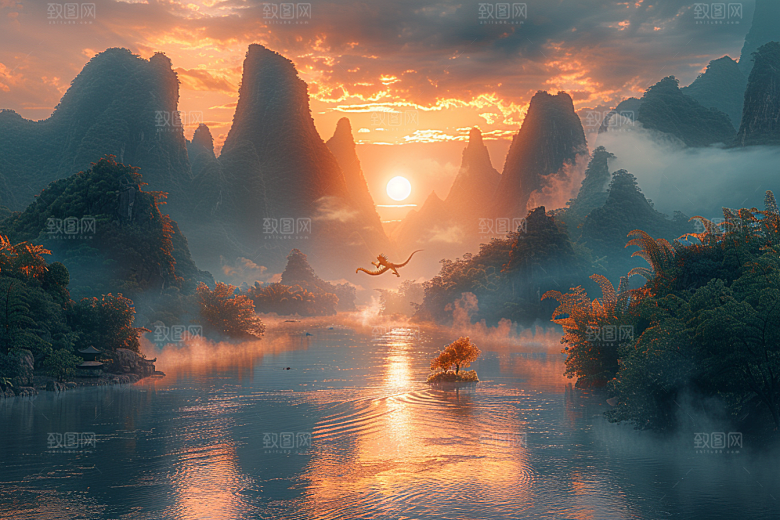 桂林山水漓江广西摄影图