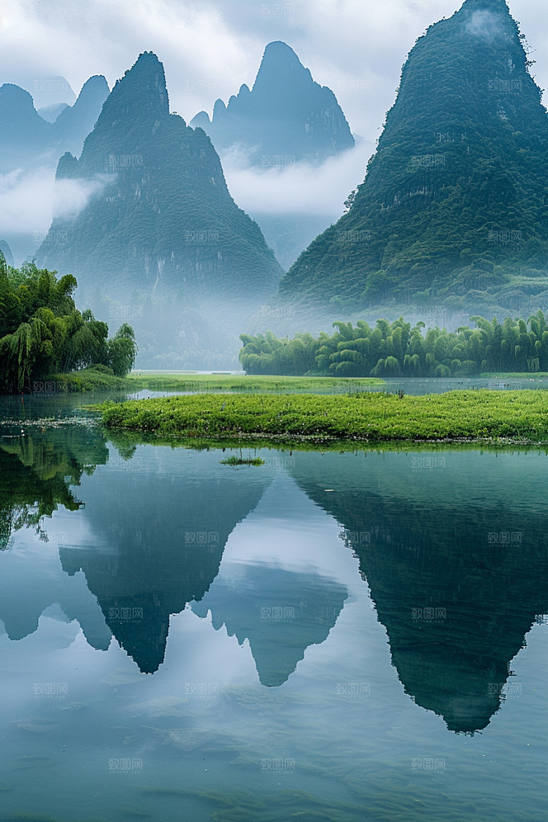 桂林山水河流大气摄影图