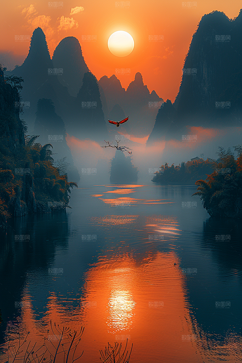 桂林山水风光旅行摄影图