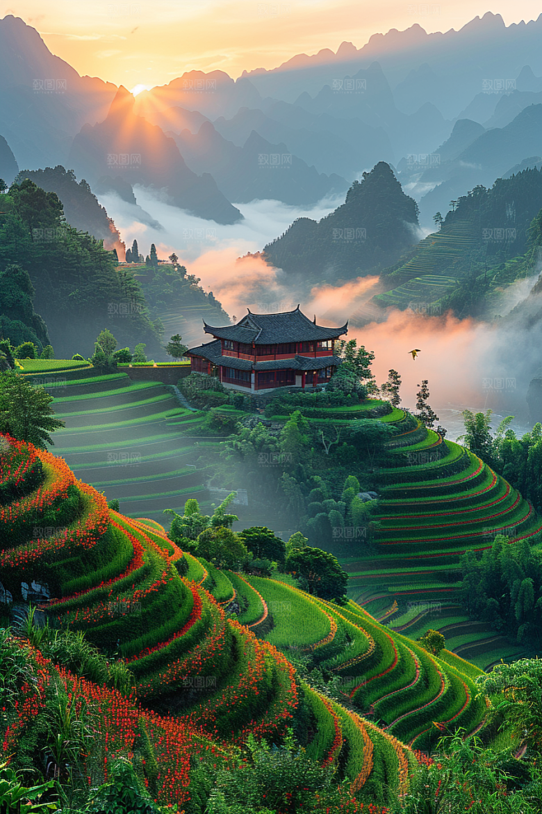 桂林山水唯美喀斯特地貌摄影图
