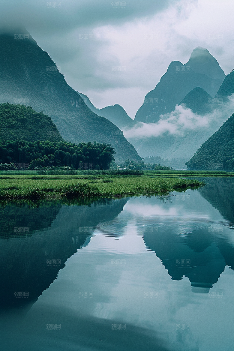 桂林山水旅游阳朔摄影图