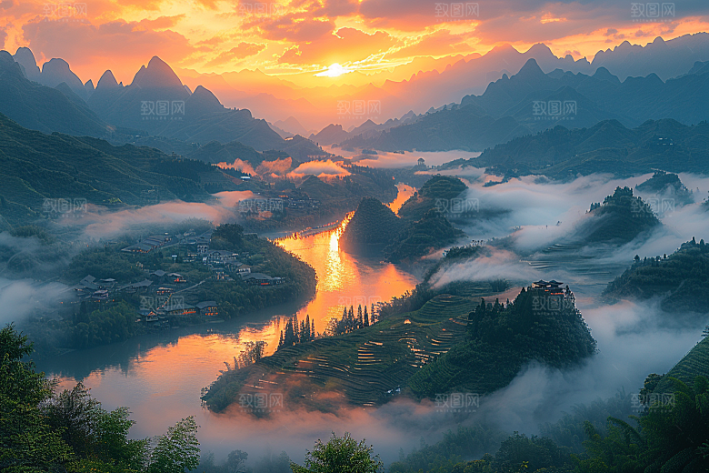 桂林山水阳朔广西摄影图