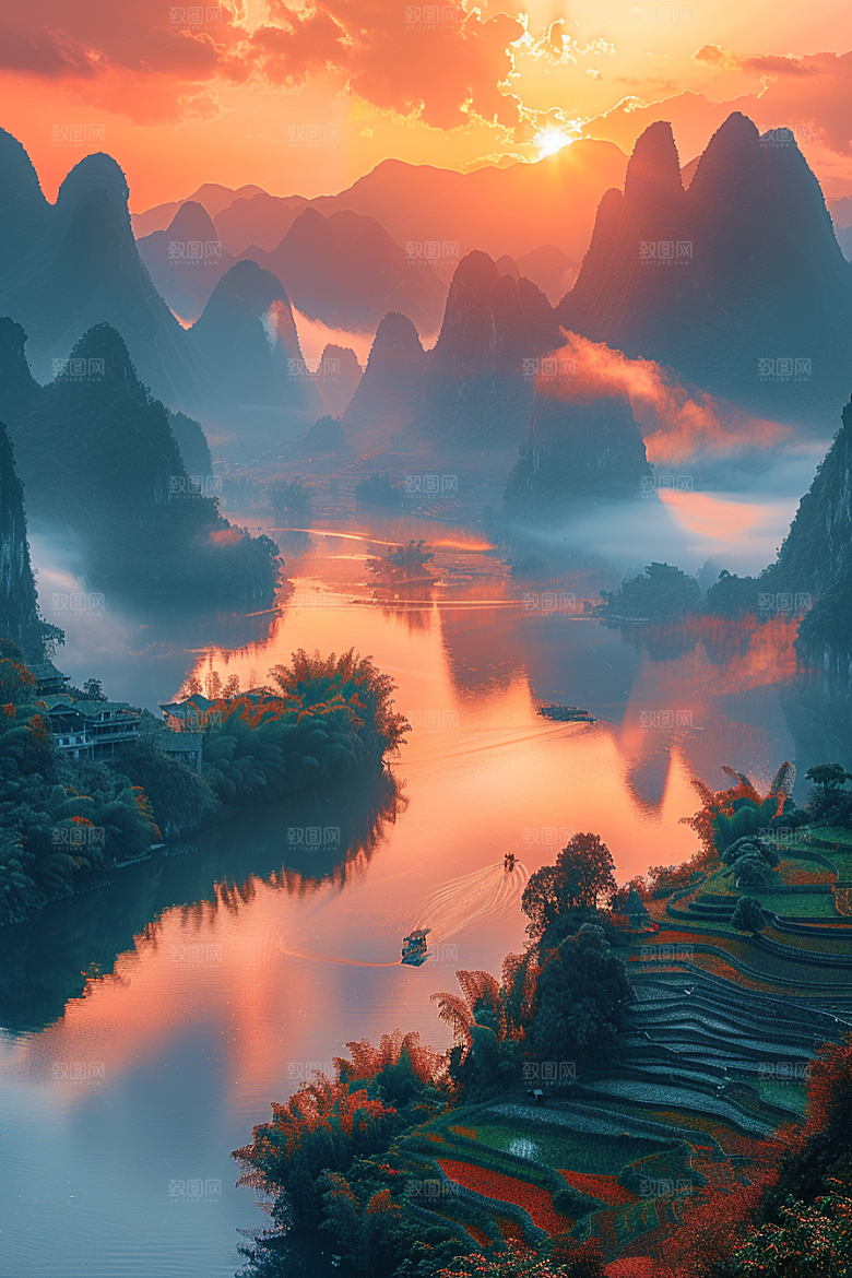 桂林山水精致旅游摄影图