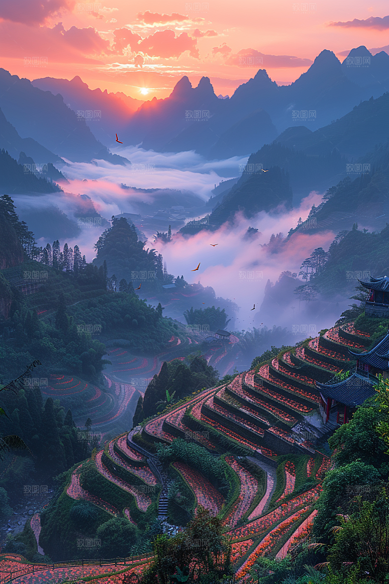 桂林山水自然喀斯特地貌摄影图