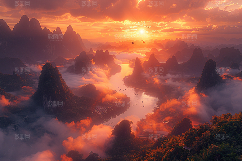 桂林山水阳朔旅游摄影图