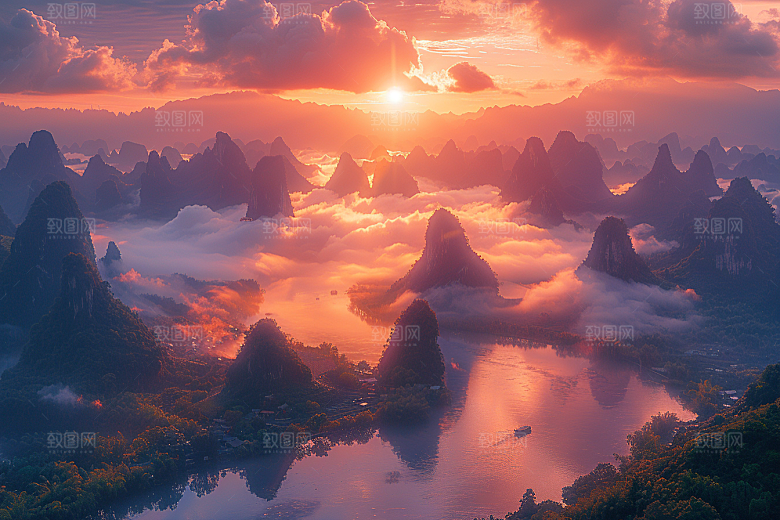 桂林山水旅行阳朔摄影图