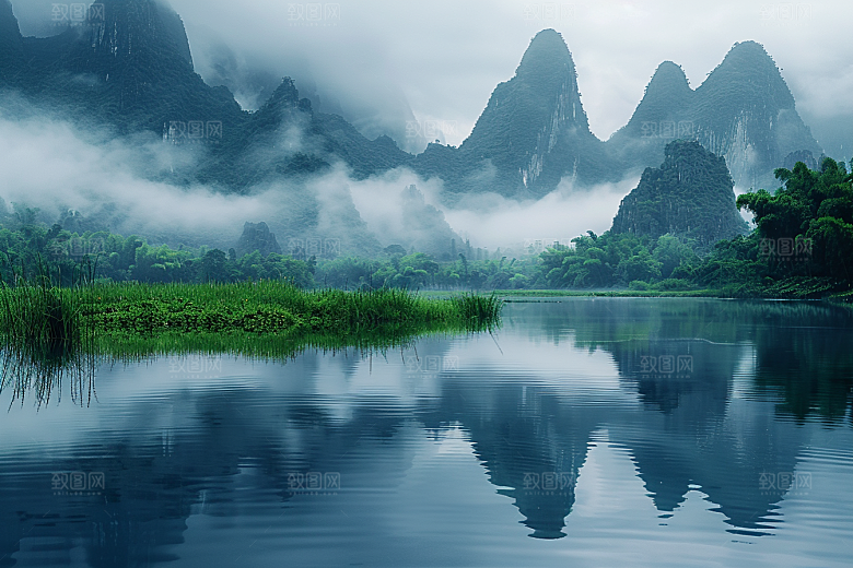 桂林山水河流高清摄影图