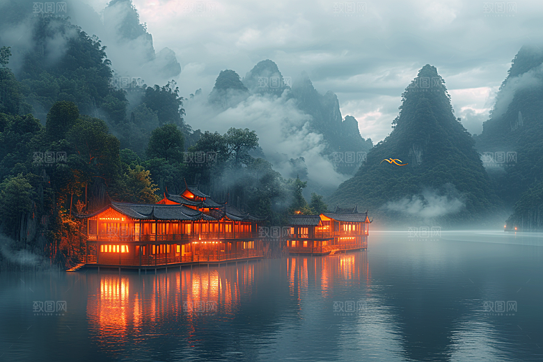 桂林山水喀斯特地貌高清摄影图